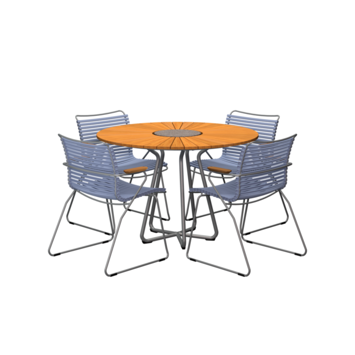 HOUE Tuinset 4x Click Dining Armchair + Circle Table 110 cm
