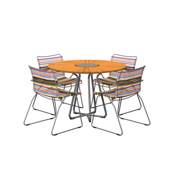 HOUE Tuinset 4x Click Dining Armchair + Circle Table 110 cm