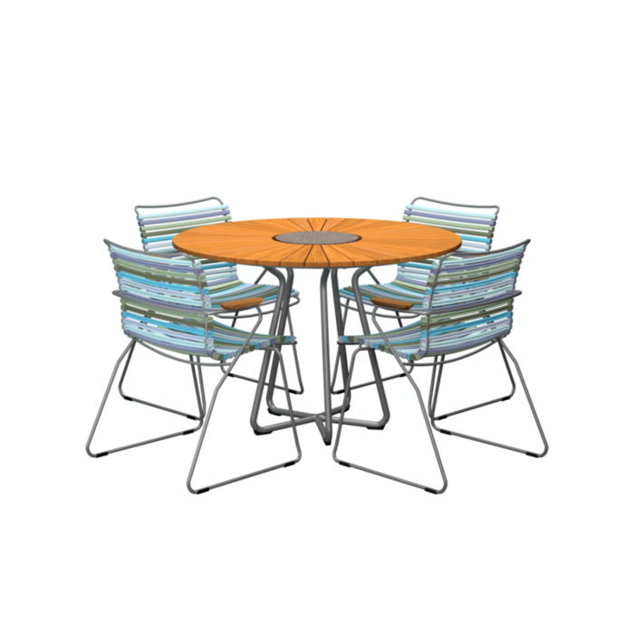 HOUE Tuinset 4x Click Dining Armchair + Circle Table 110 cm