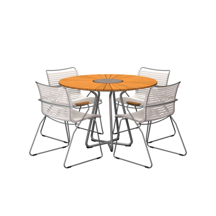 HOUE Tuinset 4x Click Dining Armchair + Circle Table 110 cm