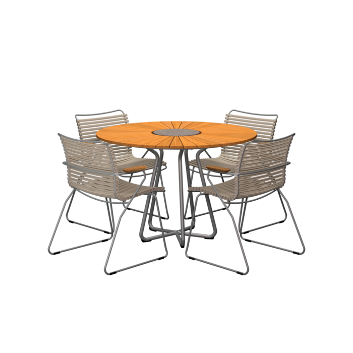 HOUE Tuinset 4x Click Dining Armchair + Circle Table 110 cm