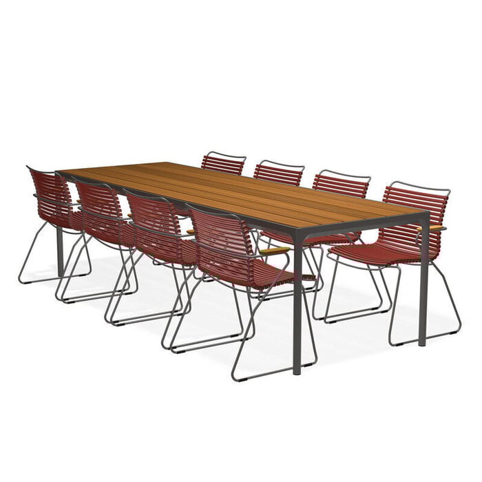 HOUE Tuinset 8x Click Dining Armchair + Four Table 270 cm