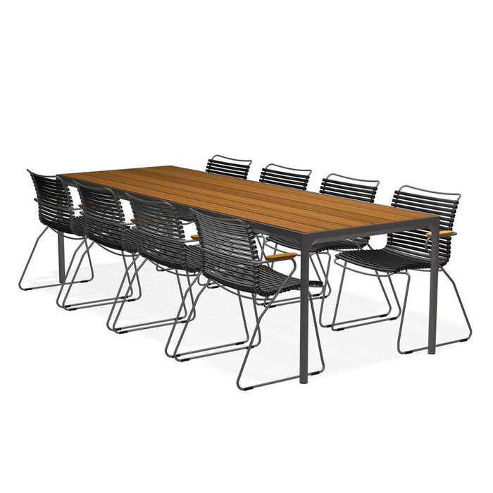 HOUE Tuinset 8x Click Dining Armchair + Four Table 270 cm