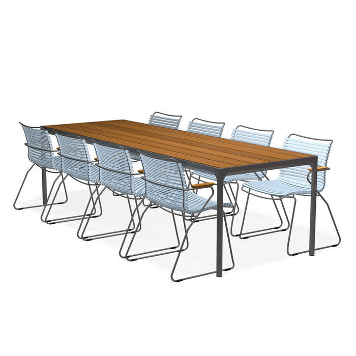HOUE Tuinset 8x Click Dining Armchair + Four Table 270 cm