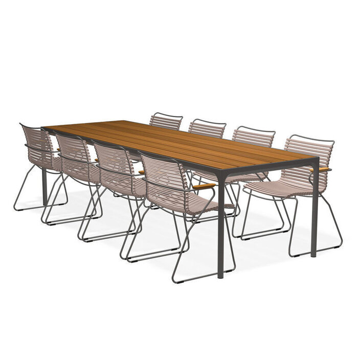 HOUE Tuinset 8x Click Dining Armchair + Four Table 270 cm