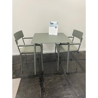 Serax August Bistro Set Tafel + 2 Stoelen met Armleuning + Zitkussens Eucalyptus Groen