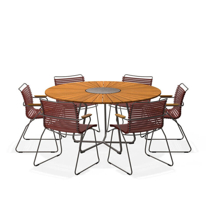 HOUE Tuinset 6x Click Dining Armchair + Circle Table 150 cm