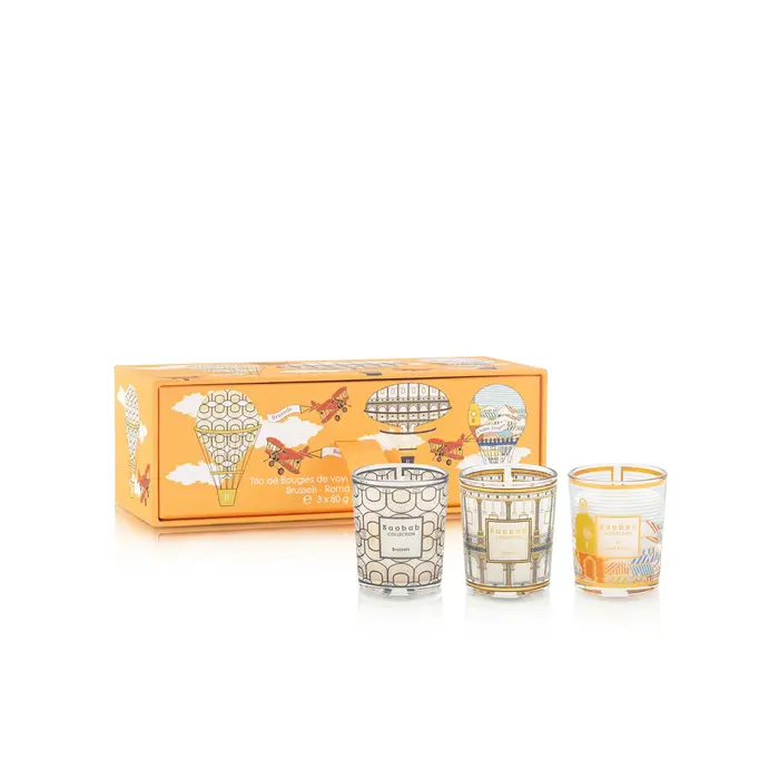 Baobab Collection Trio Travel Kaarsen Brussels-Roma-Saint Tropez