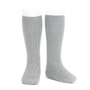 basic rib knee high socks - aluminium