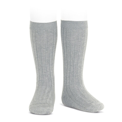 CONDOR basic rib knee high socks - aluminium