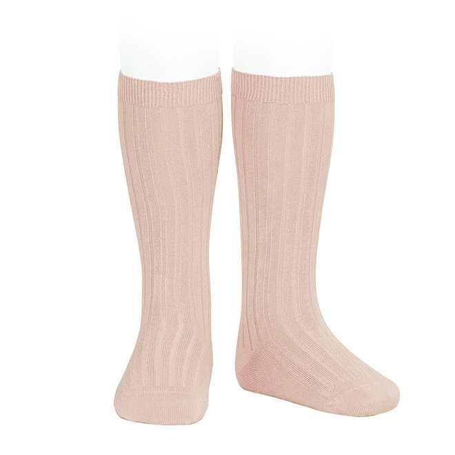 basic rib knee high socks - old rose