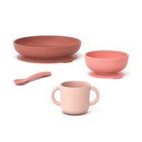 EKOBO silicone baby meal set with spoon - coral