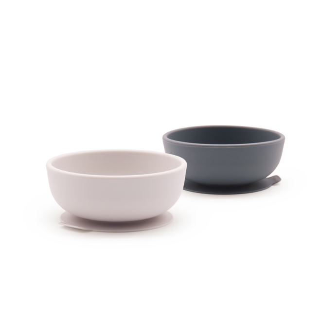 silicone suction bowl set - cloud/storm