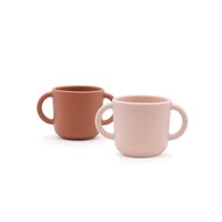 EKOBO silicone cup set with handles - blush/terracotta