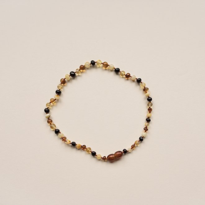 amber teething necklace - multicolor polished