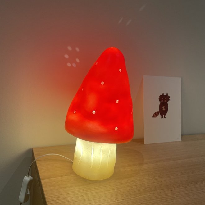 small mushroom lamp - red