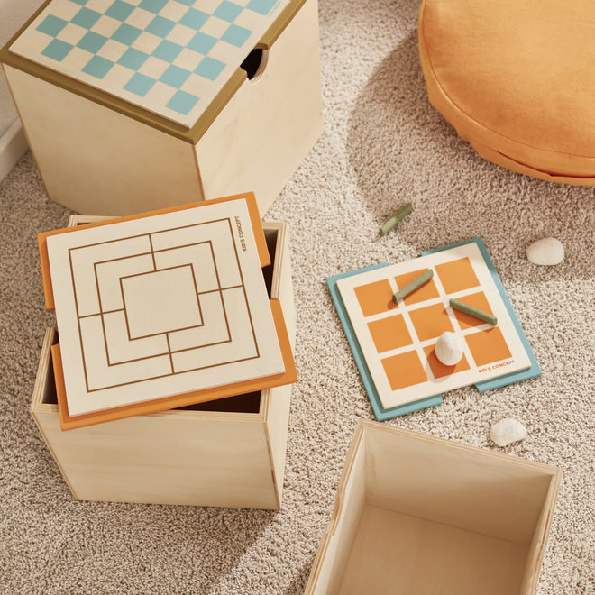 multifunctional storage boxes with game boards