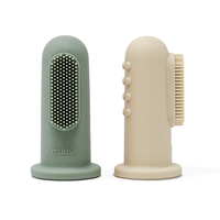 MUSHIE finger toothbrush - shifting sand/cambridge blue