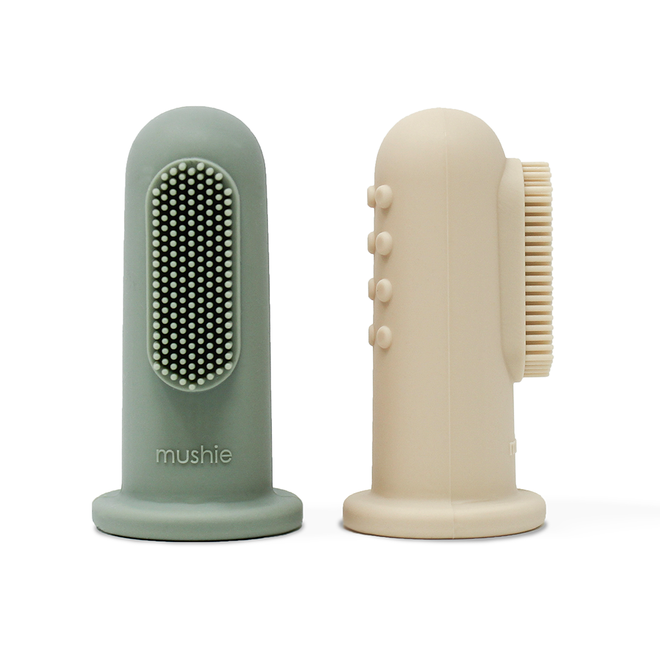 finger toothbrush - shifting sand/cambridge blue