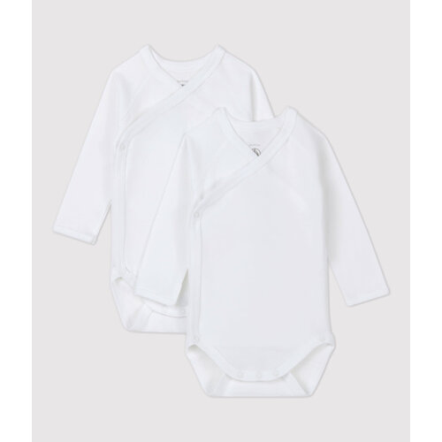 2 pack wrap-around body long sleeves - white PETIT BATEAU 2 pack wrap-around body long sleeves - white
