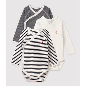 3 pack wrap-around body long sleeves - stripes