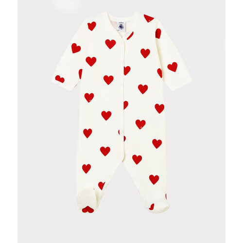 PETIT BATEAU baby sleepsuit  - hearts - fleece