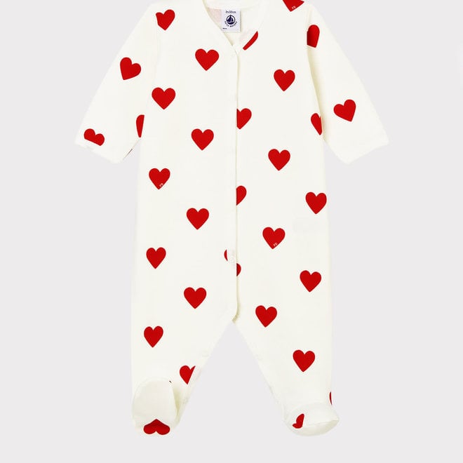 baby sleepsuit  - hearts - fleece