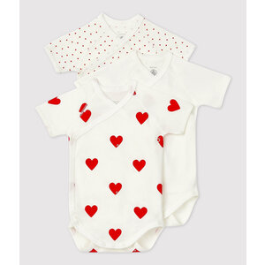 3 pack wrap-around body short sleeves - hearts