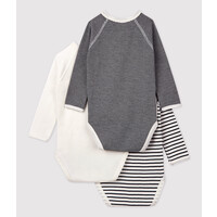 PETIT BATEAU 3 pack wrap-around body long sleeves - stripes