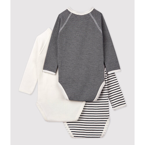 PETIT BATEAU 3 pack wrap-around body long sleeves - stripes