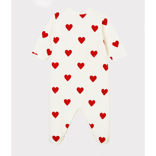PETIT BATEAU baby sleepsuit  - hearts - fleece