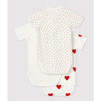 PETIT BATEAU 3 pack wrap-around body short sleeves - hearts