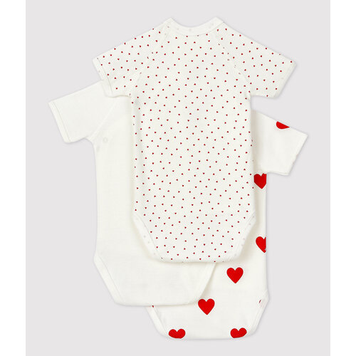 PETIT BATEAU 3 pack wrap-around body short sleeves - hearts