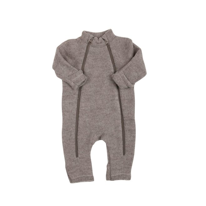 babysuit with zipper 2 in 1 - sesame - 100% soft wool
