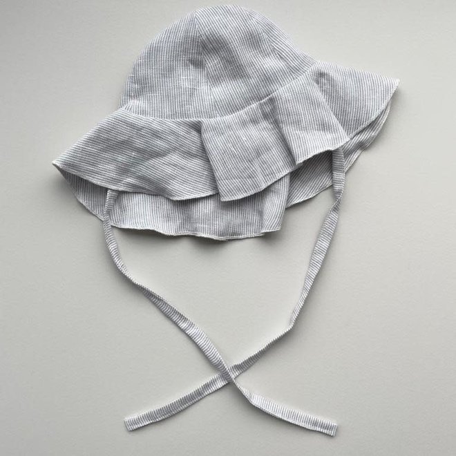 linen hat - grey stripes