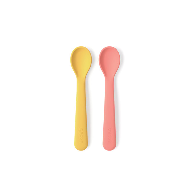 silicone spoon set - coral/mimosa