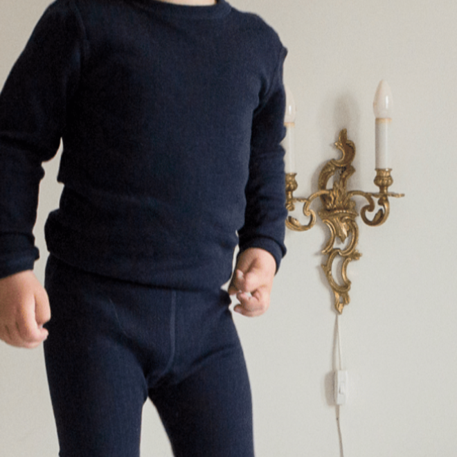 basic shirt long sleeves -navy - 100% wool