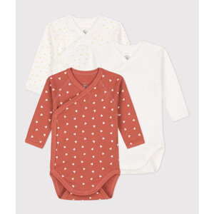 3 pack wrap-around body long sleeves - hearts