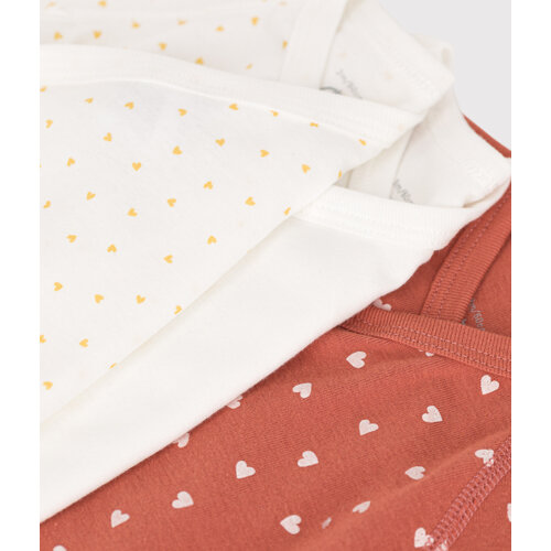 PETIT BATEAU 3 pack wrap-around body long sleeves - hearts