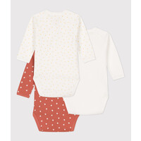 PETIT BATEAU 3 pack wrap-around body long sleeves - hearts