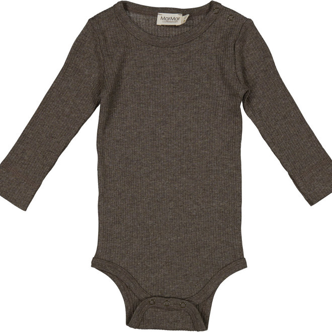 plain rib body - long sleeves -  coffee melange