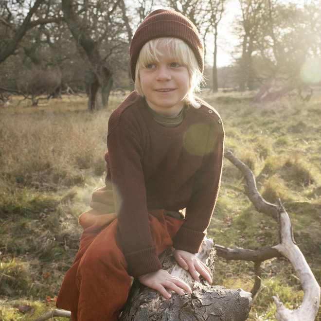 wool rib sweater - mahogany merino knit