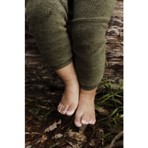 SILLY SILAS footless teddy cotton tights - olive