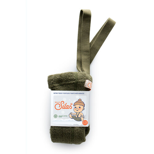 SILLY SILAS footless teddy cotton tights - olive