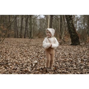 footed teddy cotton tights - light brown