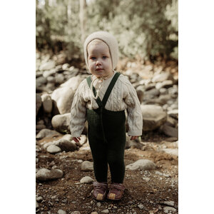 footed teddy cotton tights - dark forest green