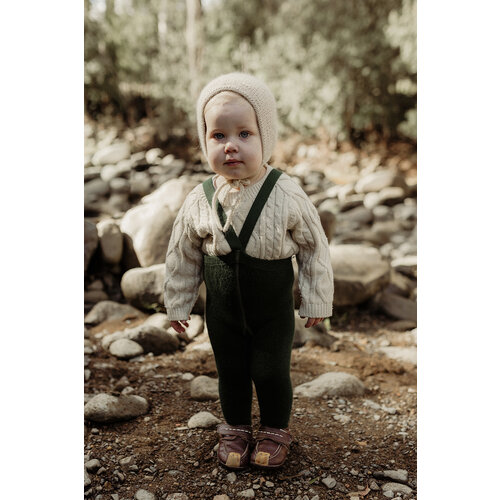 SILLY SILAS footed teddy cotton tights - dark forest green