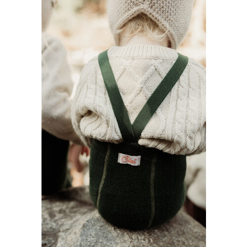 SILLY SILAS footed teddy cotton tights - dark forest green