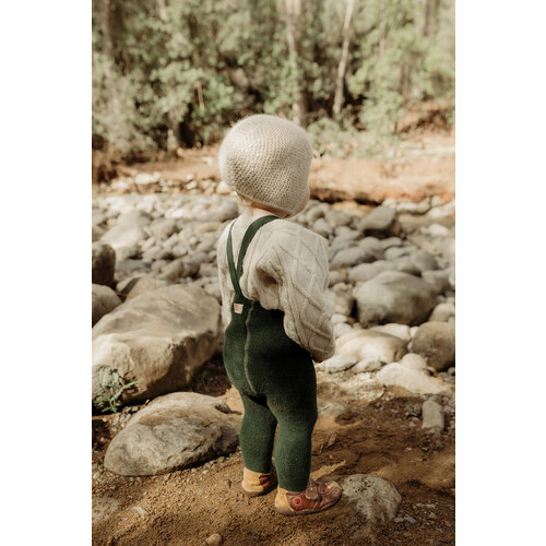 SILLY SILAS footed teddy cotton tights - dark forest green