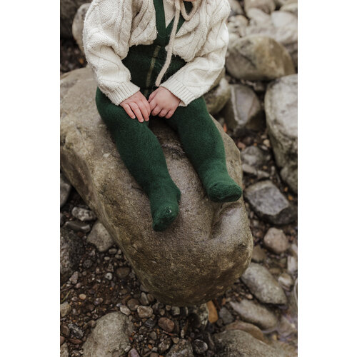 SILLY SILAS footed teddy cotton tights - dark forest green